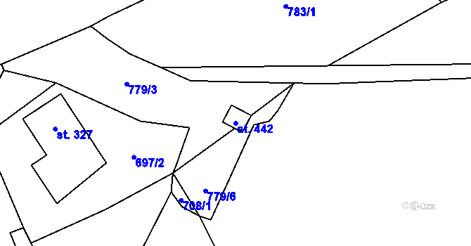 Parcela st. 442 v KÚ Lhota u Vsetína, Katastrální mapa
