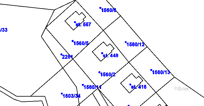 Parcela st. 449 v KÚ Lhota u Vsetína, Katastrální mapa