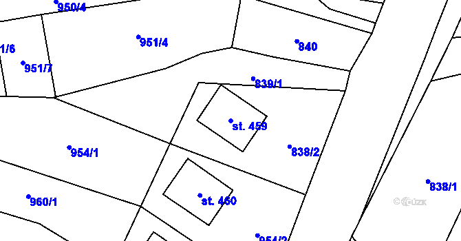 Parcela st. 459 v KÚ Lhota u Vsetína, Katastrální mapa