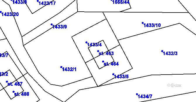 Parcela st. 463 v KÚ Lhota u Vsetína, Katastrální mapa