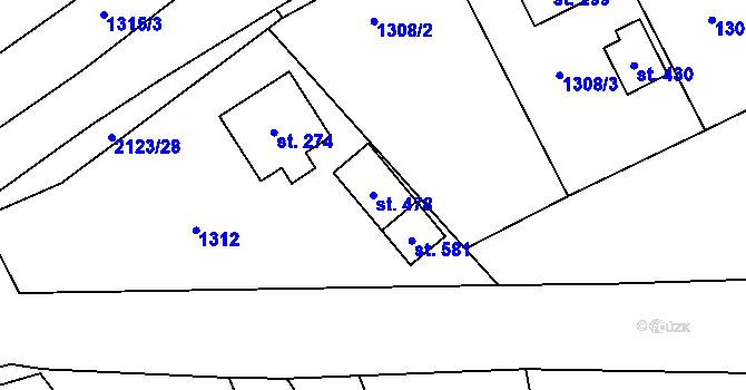 Parcela st. 478 v KÚ Lhota u Vsetína, Katastrální mapa