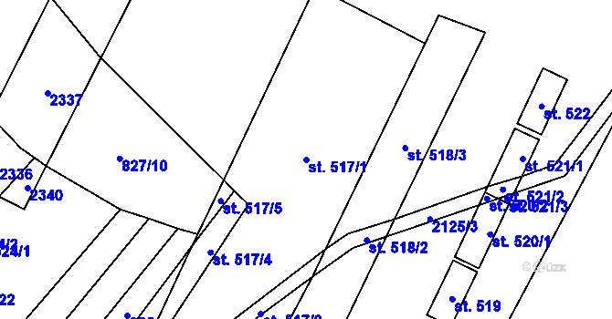 Parcela st. 517/1 v KÚ Lhota u Vsetína, Katastrální mapa