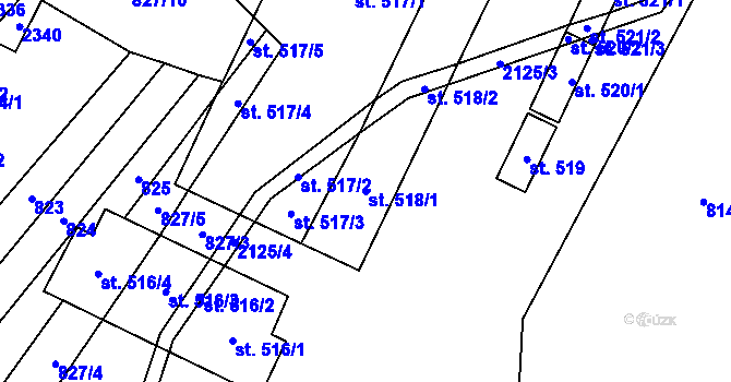 Parcela st. 518/1 v KÚ Lhota u Vsetína, Katastrální mapa