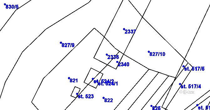 Parcela st. 525/1 v KÚ Lhota u Vsetína, Katastrální mapa