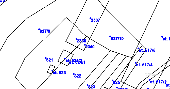 Parcela st. 525/5 v KÚ Lhota u Vsetína, Katastrální mapa