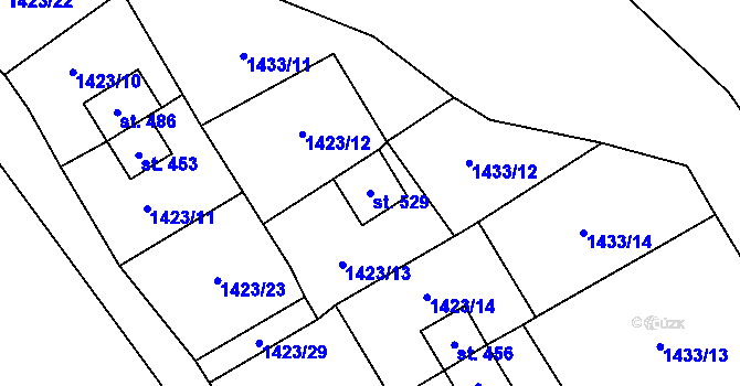 Parcela st. 529 v KÚ Lhota u Vsetína, Katastrální mapa