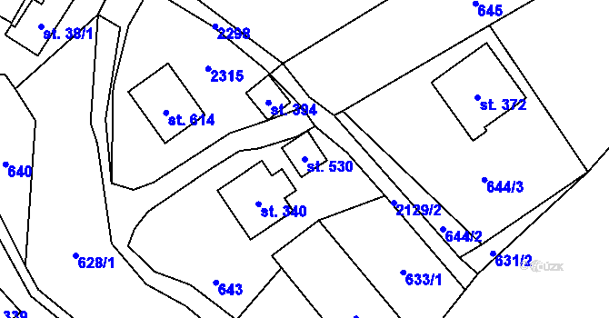 Parcela st. 530 v KÚ Lhota u Vsetína, Katastrální mapa