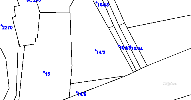 Parcela st. 14/2 v KÚ Lhota u Vsetína, Katastrální mapa