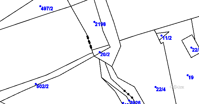 Parcela st. 20/2 v KÚ Lhota u Vsetína, Katastrální mapa