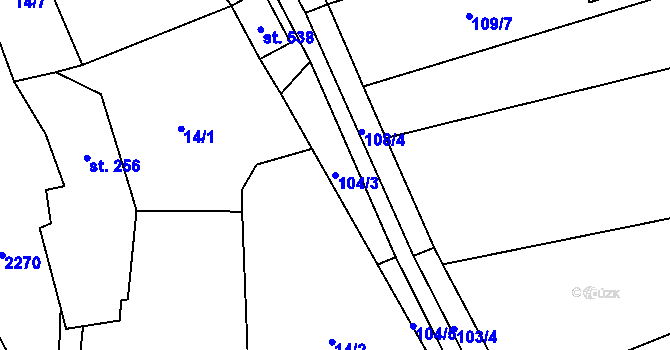 Parcela st. 104/3 v KÚ Lhota u Vsetína, Katastrální mapa
