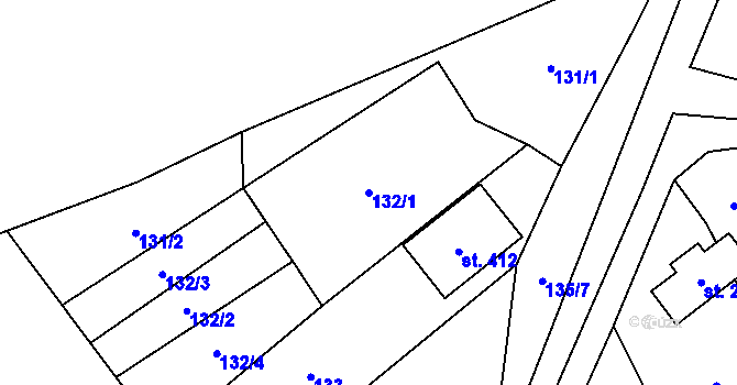 Parcela st. 132/1 v KÚ Lhota u Vsetína, Katastrální mapa
