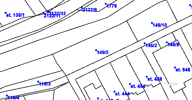 Parcela st. 149/2 v KÚ Lhota u Vsetína, Katastrální mapa