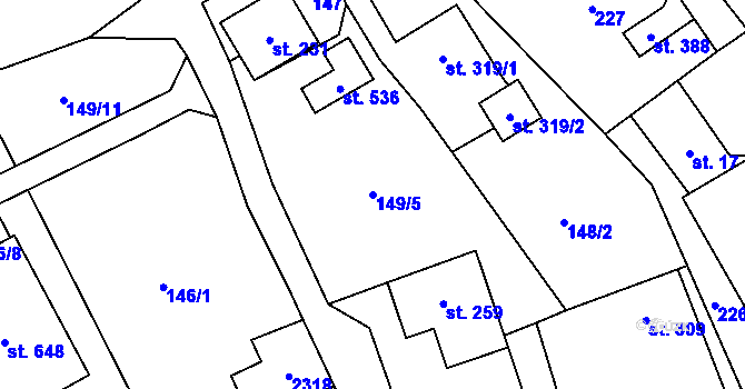 Parcela st. 149/5 v KÚ Lhota u Vsetína, Katastrální mapa