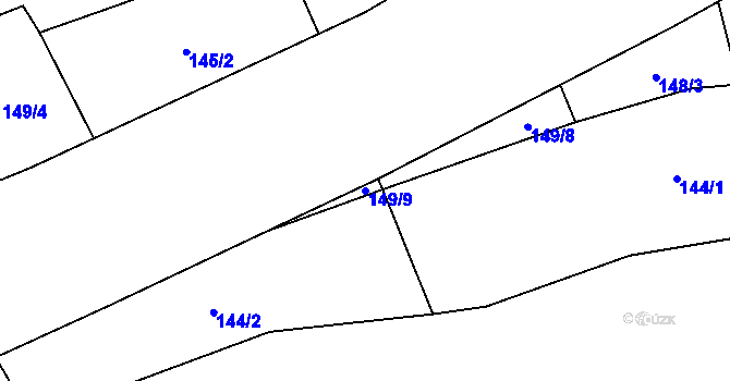 Parcela st. 149/9 v KÚ Lhota u Vsetína, Katastrální mapa