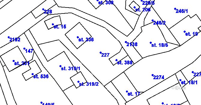 Parcela st. 227 v KÚ Lhota u Vsetína, Katastrální mapa