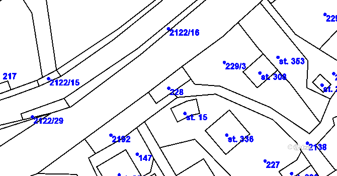Parcela st. 228 v KÚ Lhota u Vsetína, Katastrální mapa
