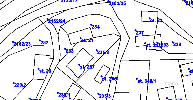 Parcela st. 235/2 v KÚ Lhota u Vsetína, Katastrální mapa