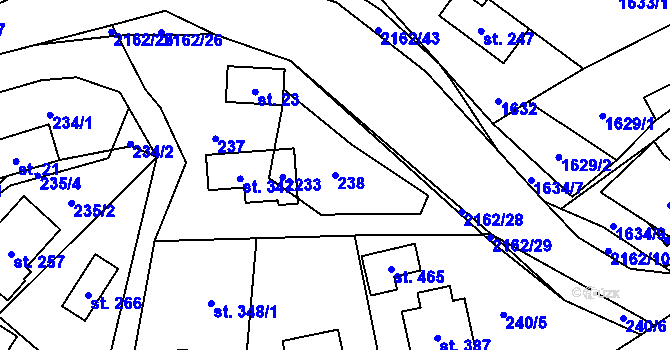 Parcela st. 238 v KÚ Lhota u Vsetína, Katastrální mapa