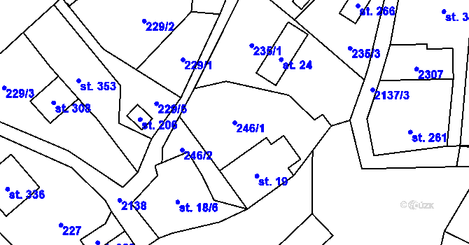 Parcela st. 246/1 v KÚ Lhota u Vsetína, Katastrální mapa