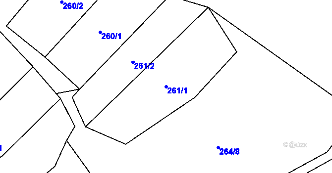 Parcela st. 261/1 v KÚ Lhota u Vsetína, Katastrální mapa