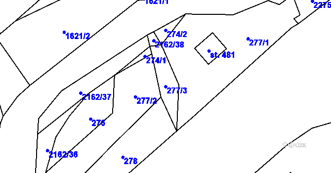 Parcela st. 277/3 v KÚ Lhota u Vsetína, Katastrální mapa