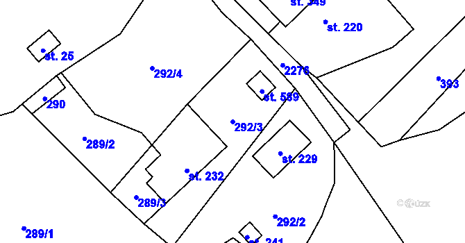 Parcela st. 292/3 v KÚ Lhota u Vsetína, Katastrální mapa