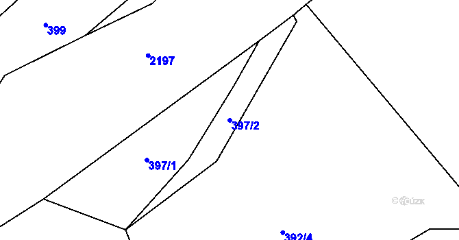 Parcela st. 397/2 v KÚ Lhota u Vsetína, Katastrální mapa