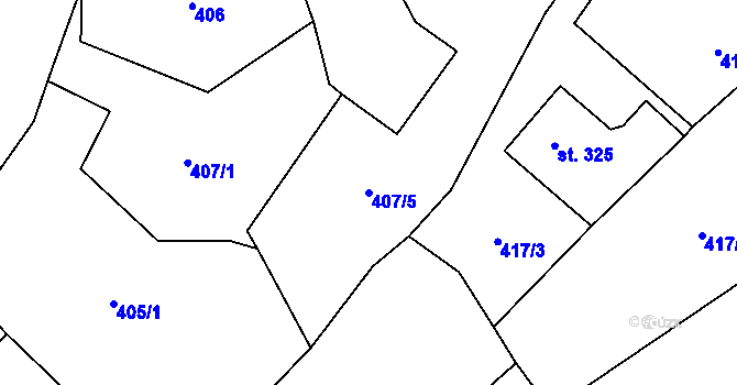 Parcela st. 407/5 v KÚ Lhota u Vsetína, Katastrální mapa
