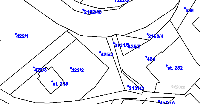 Parcela st. 425/3 v KÚ Lhota u Vsetína, Katastrální mapa