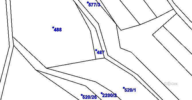 Parcela st. 487 v KÚ Lhota u Vsetína, Katastrální mapa