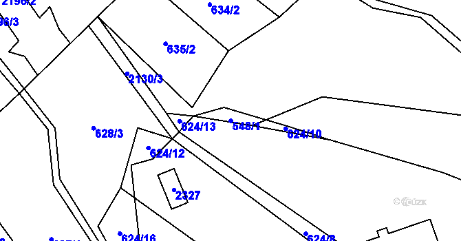 Parcela st. 548/1 v KÚ Lhota u Vsetína, Katastrální mapa