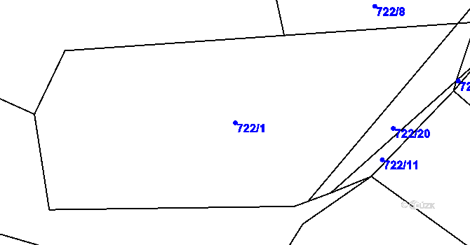 Parcela st. 722/1 v KÚ Lhota u Vsetína, Katastrální mapa
