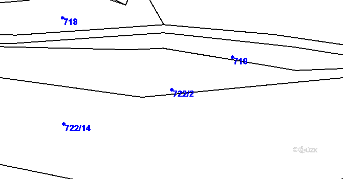 Parcela st. 722/2 v KÚ Lhota u Vsetína, Katastrální mapa