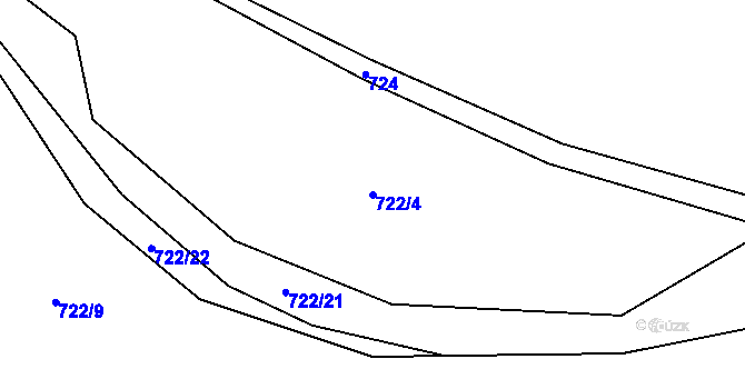 Parcela st. 722/4 v KÚ Lhota u Vsetína, Katastrální mapa