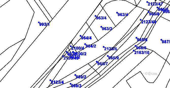 Parcela st. 964/2 v KÚ Lhota u Vsetína, Katastrální mapa