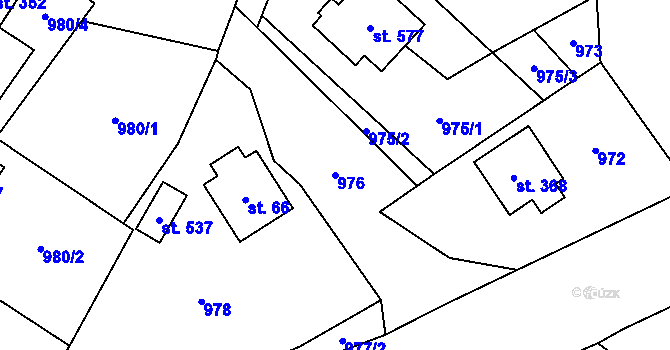 Parcela st. 976 v KÚ Lhota u Vsetína, Katastrální mapa