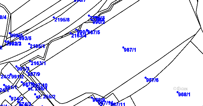 Parcela st. 987/1 v KÚ Lhota u Vsetína, Katastrální mapa