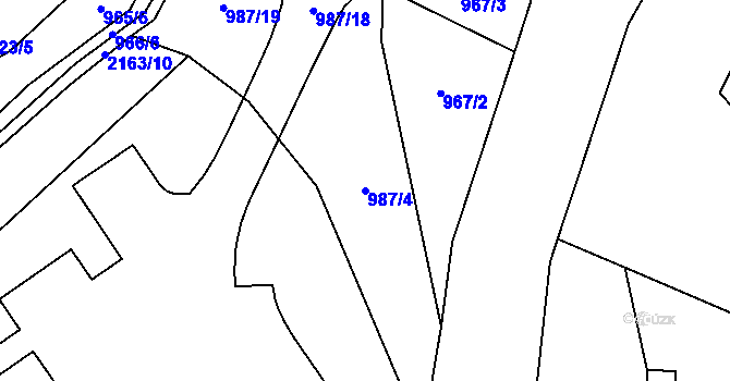 Parcela st. 987/4 v KÚ Lhota u Vsetína, Katastrální mapa