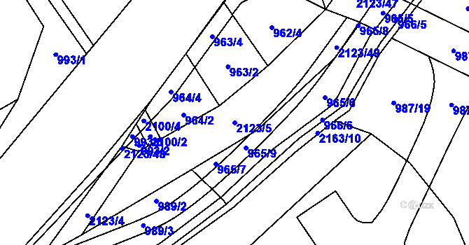 Parcela st. 2123/5 v KÚ Lhota u Vsetína, Katastrální mapa