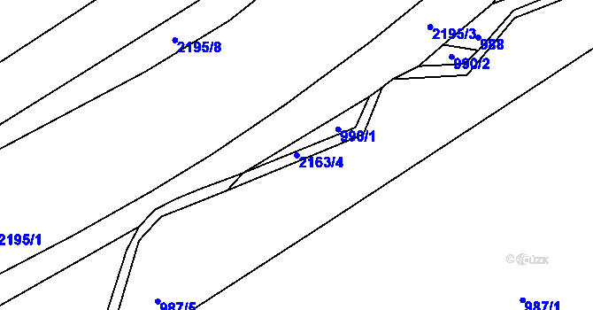 Parcela st. 2163/4 v KÚ Lhota u Vsetína, Katastrální mapa