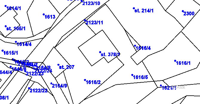 Parcela st. 378/1 v KÚ Lhota u Vsetína, Katastrální mapa