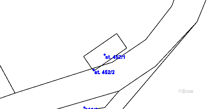Parcela st. 452/1 v KÚ Lhota u Vsetína, Katastrální mapa