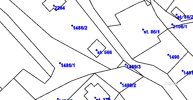 Parcela st. 566 v KÚ Lhota u Vsetína, Katastrální mapa