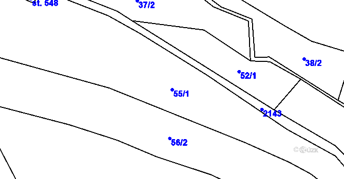 Parcela st. 55/1 v KÚ Lhota u Vsetína, Katastrální mapa