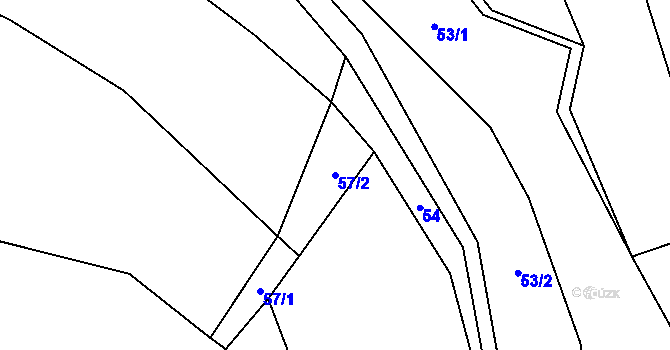 Parcela st. 57/2 v KÚ Lhota u Vsetína, Katastrální mapa