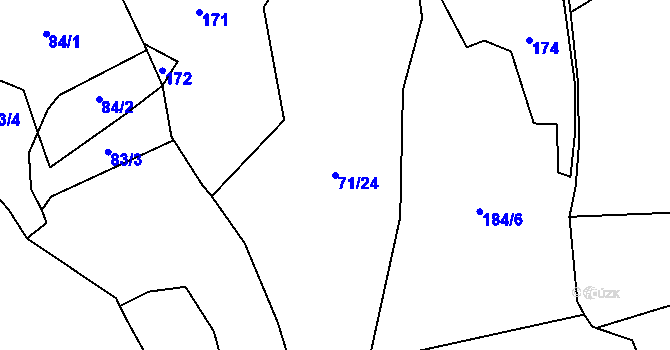 Parcela st. 71/24 v KÚ Lhota u Vsetína, Katastrální mapa