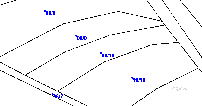 Parcela st. 98/11 v KÚ Lhota u Vsetína, Katastrální mapa