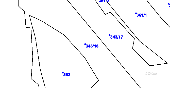 Parcela st. 343/18 v KÚ Lhota u Vsetína, Katastrální mapa