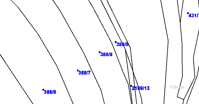 Parcela st. 388/8 v KÚ Lhota u Vsetína, Katastrální mapa