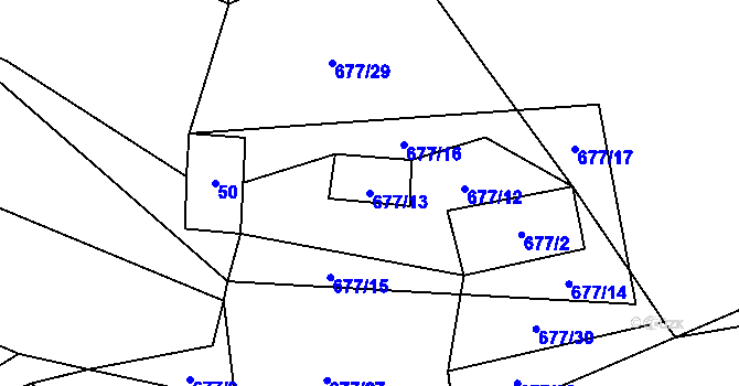 Parcela st. 677/13 v KÚ Lhota u Vsetína, Katastrální mapa